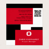 シンプルモダン色ブロック赤白と黒 名刺 (外部フラット)