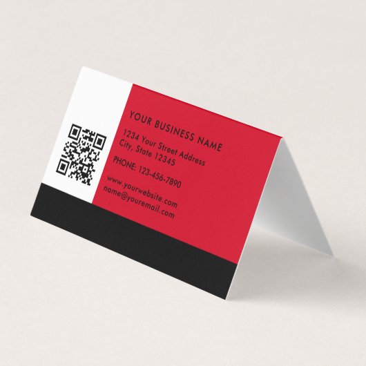 シンプルモダン色ブロック赤白と黒 名刺 (裏面)