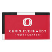 シンプルモダン色ブロック赤白と黒 名札 (正面)