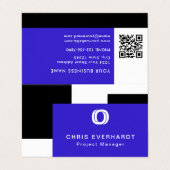 シンプルモダン色ブロック青、白黒 名刺 (外部フラット)