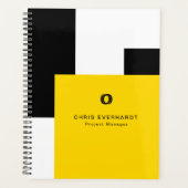 シンプルモダン色ブロック黄色の白と黒 プランナー手帳 (正面)