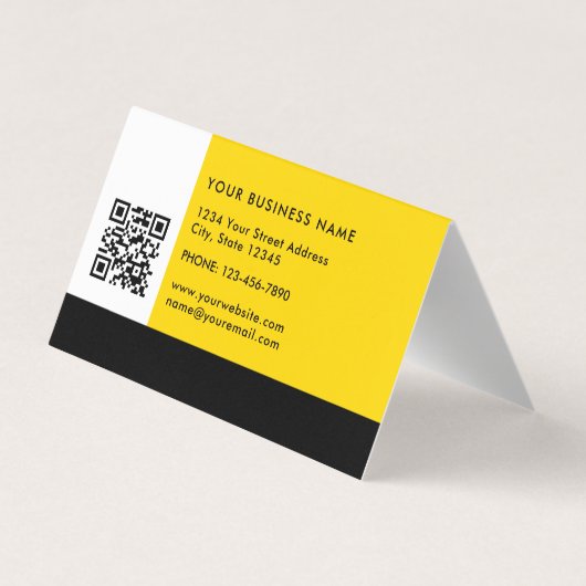 シンプルモダン色ブロック黄色の白と黒 名刺 (裏面)