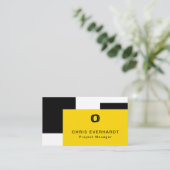 シンプルモダン色ブロック黄色の白と黒 名刺 (スタンド正面)