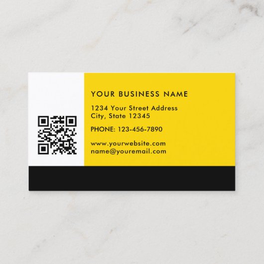 シンプルモダン色ブロック黄色の白と黒 名刺 (裏面)