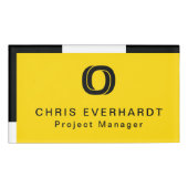 シンプルモダン色ブロック黄色の白と黒 名札 (正面)