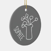 シンプルモダン花白 セラミックオーナメント (右)