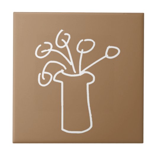 シンプルモダン花白 タイル (正面)