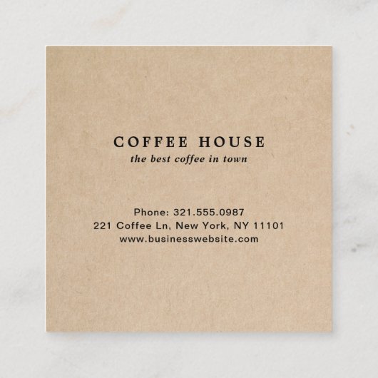 シンプルモダン茶かわいいコーヒー スクエア名刺 (裏面)