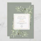 シンプルモダン葬祭記念緑 サンキューカード (正面/裏面)