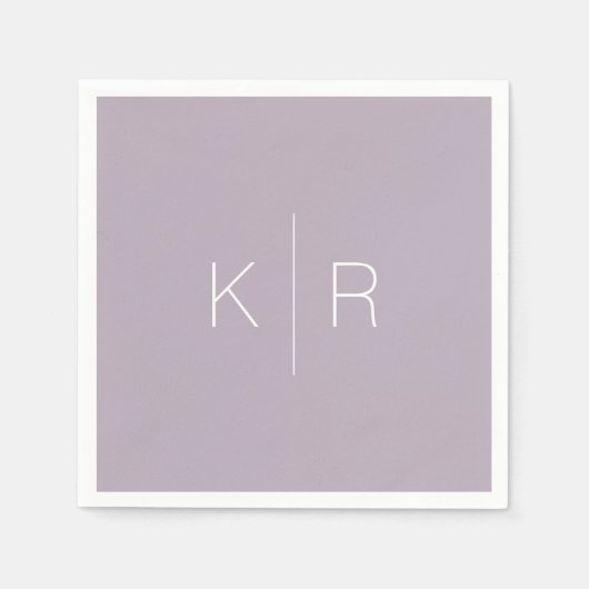 シンプルモダン薄紫モノグラム結婚のナプキン スタンダードカクテルナプキン (正面)