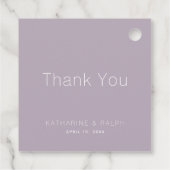 シンプルモダン薄紫モノグラム結婚の感謝 フェイバータグ (裏面)