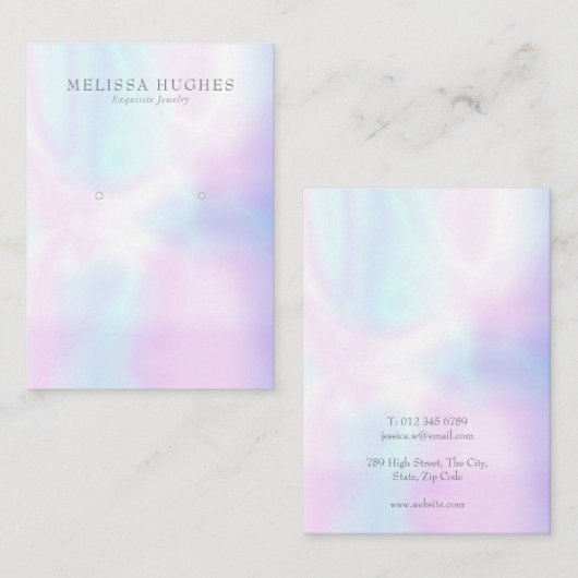 シンプルモダン虹彩色イヤリングディスプレイカード 名刺 (正面/裏面)