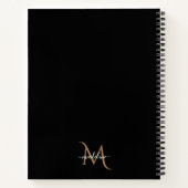 シンプルモダン装飾黒金ゴールドモノグラム ノートブック (裏面)