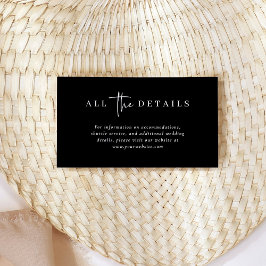 シンプルモダン詳細とミニマル結婚リストブラック エンクロージャーカード