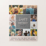 シンプルモダン誕生日ピンク10フォトコラージグリッド ジグソーパズル<br><div class="desc">パステルモダン赤面ピンクとグレーの編集可能な色とタイポグラフィを持つシンプル誕生日ピンク10フォトコラージグリッドモダン。あなたの誕生日に完璧な祝屋内ゲームのプズル！</div>