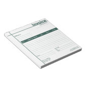 シンプルモダン請求書売上受領緑のビジネス ノートパッド (アングル)