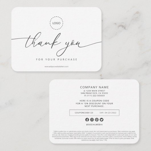 シンプルモダン販売促進クーポン広告キャンペーン コーリングカード (正面/裏面)