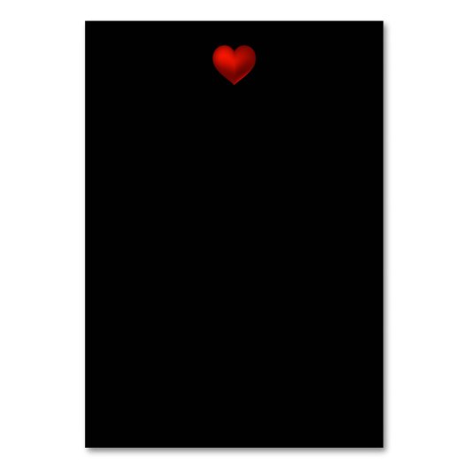 シンプルモダン赤いハートブラック結婚ズ テーブルナンバー (裏面)