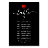 シンプルモダン赤いハートブラック結婚ズ テーブルナンバー (正面)