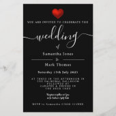 シンプルモダン赤いハートブラック結婚ズ 便箋 (正面)