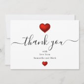 シンプルモダン赤いハートホワ結婚イトのフラットカード 招待状 (正面)