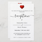 シンプルモダン赤いハート披露宴招待状 便箋 (正面/裏面)