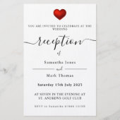 シンプルモダン赤いハート披露宴招待状 便箋 (正面)