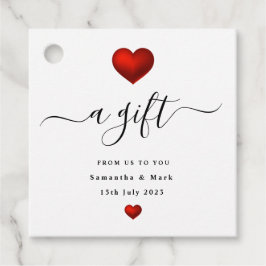 シンプルモダン赤いハート結婚式の引き出物ラベル フェイバータグ