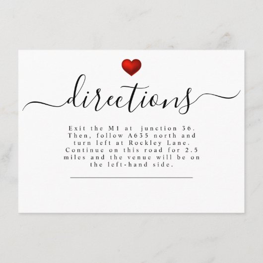 シンプルモダン赤いハート結婚文房具 エンクロージャーカード (裏面)