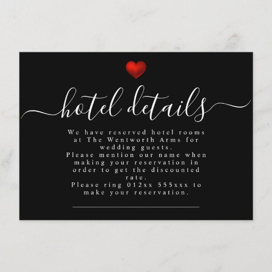 シンプルモダン赤いハート結婚文房具 エンクロージャーカード (正面)