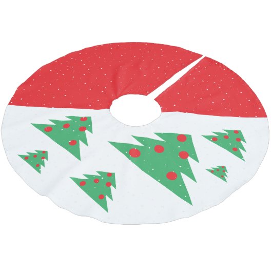 シンプルモダン赤い緑のクリスマスツリーボール ブラッシュドポリエステルツリースカート (アングル)