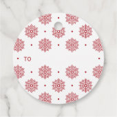 シンプルモダン赤い雪の結晶メリークリスマス フェイバータグ (裏面)