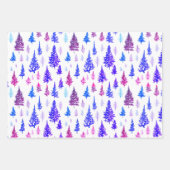 シンプルモダン赤と緑の木の冬の水色 ラッピングペーパーシート (正面2)