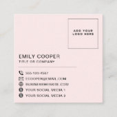 シンプルモダン赤ピンク市松模様にチェッカーボードロゴ スクエア名刺 (正面)