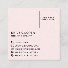 シンプルモダン赤ピンク市松模様にチェッカーボードロゴ スクエア名刺