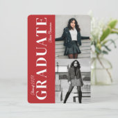 シンプルモダン赤フォトコラージュ卒業パーティー 招待状 (スタンド正面)