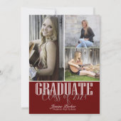 シンプルモダン赤写真卒業パーティー 招待状 (裏面)