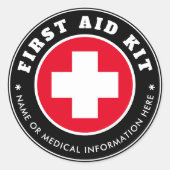 シンプルモダン赤十字救急黒医療 ラウンドシール (正面)