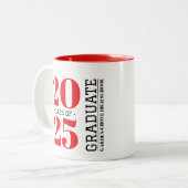 シンプルモダン赤卒業セラミックマグカップ ツートーンマグカップ (正面左)