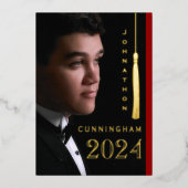 シンプルモダン赤卒業発表 箔シーズンカード (正面)