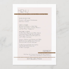 シンプルモダン赤面ミニマルピンク金ゴールドホワイトメニュー 招待状
