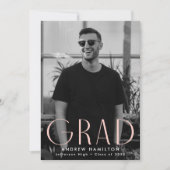 シンプルモダン赤面写真卒業会 招待状 (正面)