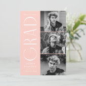 シンプルモダン赤面3フォトコラージュ卒業 案内状 (スタンド正面)