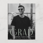 シンプルモダン造幣局写真卒業パーティー インビテーションポストカード (正面)