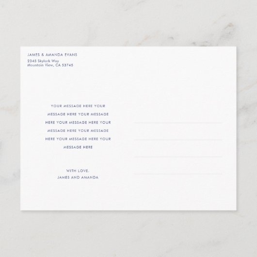 シンプルモダン金ゴールドカスタム新生児誕生 案内ポストカード (裏面)