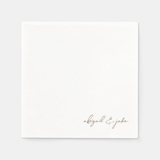 シンプルモダン金ゴールドスクリプト名結婚のナプキン スタンダードカクテルナプキン (正面)