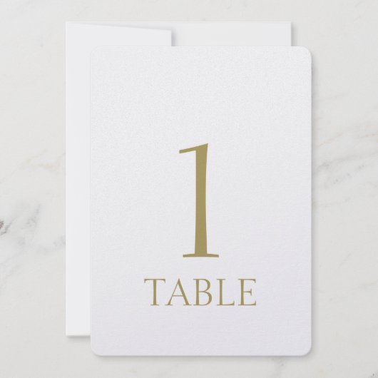 シンプルモダン金ゴールドメタリックテーブル番号 招待状 (正面)