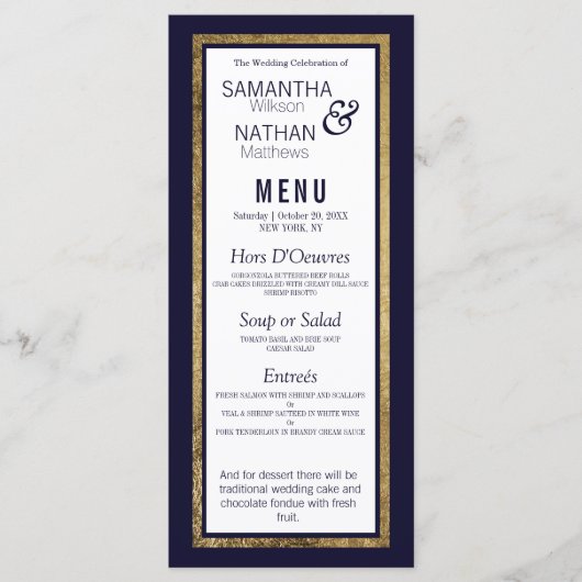 シンプルモダン金ゴールドラインNavy Blue結婚's メニュー (正面)