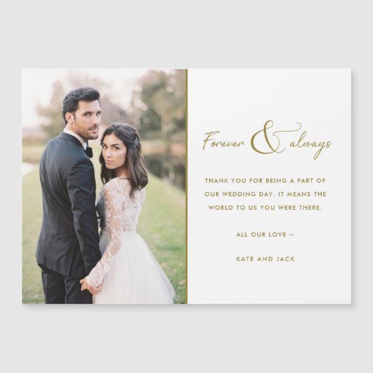 シンプルモダン金ゴールド写真結婚の感謝 (正面)