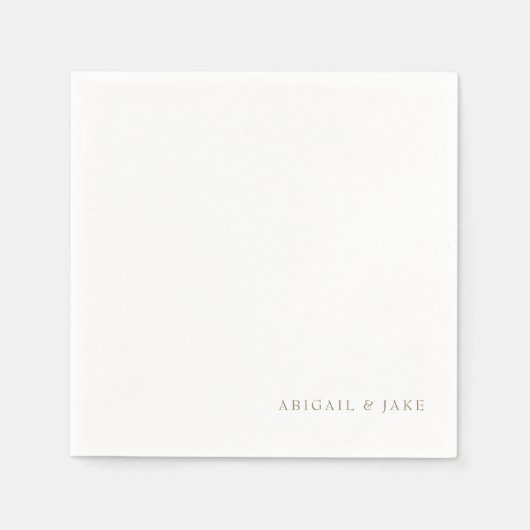 シンプルモダン金ゴールド文字名結婚のナプキンス スタンダードカクテルナプキン (正面)